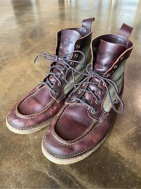 Red Wing 3336 Weekender Moc Toe Leather Canvas Boots Vibram USA